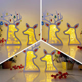 Pack 3 Christmas 4 - Paper Cut Deer Couple Light Box File - Cricut File - 10,4x7 inches - LightBoxGoodMan