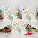 Pack 3 Christmas 5 - Paper Cut Deer Couple Light Box File - Cricut File - 10,4x7 inches - LightBoxGoodMan - LightboxGoodman