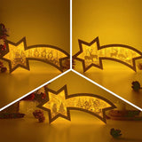 Pack 3 Christmas 5 - Paper Cut Star Light Box File - Cricut File - 28x13.7cm - LightBoxGoodMan - LightboxGoodman