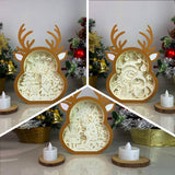 Pack 3 Christmas 6 - Paper Cut Reindeer Light Box File - Cricut File - 24,4x17cm - LightBoxGoodMan - LightboxGoodman