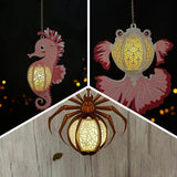 Pack 3 Different Aquatic Creatures 5 - 3D Animal-shaped Lantern File - Cricut File - LightBoxGoodMan