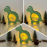 Pack 3 Dinosaurs Landscape - Dinosaur Papercut Lightbox File - 7.7x8