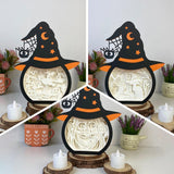 Pack 3 Halloween 1 - Paper Cut Witch Hat Light Box File - Cricut File - 18x23 cm - LightBoxGoodMan - LightboxGoodman