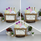 Pack 3 Happy Easter - Bunny Easter Basket Papercut Lightbox File - Cricut File - 8x7.3 Inches - LightBoxGoodMan - LightboxGoodman