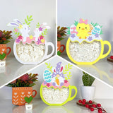 Pack 3 Happy Easter - Easter Cup Papercut Lightbox File - Mixed Motif - Cricut File - LightBoxGoodMan - LightboxGoodman