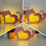 Pack 3 Valentine - Paper Cut Cat Heart Light Box File - Cricut File - 9,5x6,7 Inches - LightBoxGoodMan