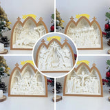 Pack 5 Christmas 2 - Paper Cut Nativity House Light Box File - Cricut File - 7x8 Inches - LightBoxGoodMan - LightboxGoodman