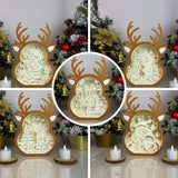 Pack 5 Christmas 3 - Paper Cut Reindeer Light Box File - Cricut File - 24,4x17cm - LightBoxGoodMan - LightboxGoodman