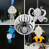 Pack 5 Different Aquatic Creatures 1 - 3D Animal-shaped Lantern File - Cricut File - LightBoxGoodMan - LightboxGoodman