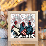 Patriotic USA Chicken – Paper Cut Light Box File - Cricut File - 8x8 inches - LightBoxGoodMan