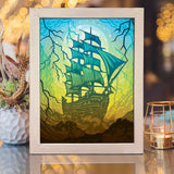 Pirates Ship 2 - Paper Cut Light Box File - Cricut File - 8x10 Inches - LightBoxGoodMan