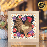 Rooster With Flowers – Paper Cut Light Box File - Cricut File - 8x8 inches - LightBoxGoodMan - LightboxGoodman