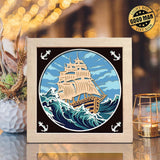 Sailing Ship - Paper Cut Light Box File - Cricut File - 8x8 Inches - LightBoxGoodMan - LightboxGoodman