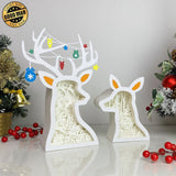 Santa - Paper Cut Deer Couple Light Box File - Cricut File - 10,4x7 inches - LightBoxGoodMan - LightboxGoodman