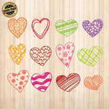 Set Of 12 Hand Drawn Hearts - Cricut File - Svg, Png, Dxf, Eps - LightBoxGoodMan - LightboxGoodman