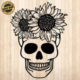 Skull Sunflower - Cricut File - Svg, Png, Dxf, Eps - LightBoxGoodMan - LightboxGoodman