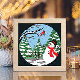 Snowman And Cardinals – Paper Cut Light Box File - Cricut File - 20x20cm - LightBoxGoodMan - LightboxGoodman