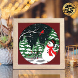 Snowman And Cardinals – Paper Cut Light Box File - Cricut File - 20x20cm - LightBoxGoodMan - LightboxGoodman