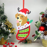 Sock 2 - Paper Cut Pet Light Box File - Xmas Dog Motif - Cricut File - 11x6 Inches - LightBoxGoodMan