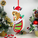 Sock 2 - Paper Cut Pet Light Box File - Xmas Dog Motif - Cricut File - 11x6 Inches - LightBoxGoodMan - LightboxGoodman