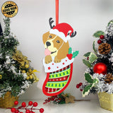 Sock 2 - Paper Cut Pet Light Box File - Xmas Dog Motif - Cricut File - 11x6 Inches - LightBoxGoodMan - LightboxGoodman