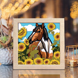 Sunflowers Horse – Paper Cut Light Box File - Cricut File - 8x8 inches - LightBoxGoodMan - LightboxGoodman