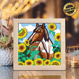 Sunflowers Horse – Paper Cut Light Box File - Cricut File - 8x8 inches - LightBoxGoodMan - LightboxGoodman