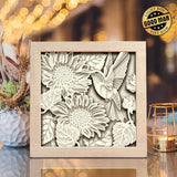 Sunflowers With Hummingbird – Paper Cut Light Box File - Cricut File - 8x8 inches - LightBoxGoodMan - LightboxGoodman