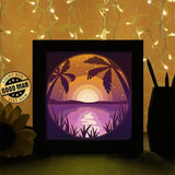 Sunset Island - Paper Cutting Light Box - LightBoxGoodman - LightboxGoodman