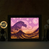 The Great Wave mix Starry Night – Paper Cut Light Box File - Cricut File - 8x10 Inches - LightBoxGoodMan - LightboxGoodman