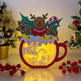 The Grinch - Paper Cut Hot Cocoa Light Box File - Gingerbread Motif - Cricut File - 8x7 inches - LightBoxGoodMan