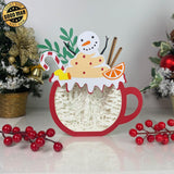 The Grinch - Paper Cut Hot Cocoa Light Box File - Snowman Motif - Cricut File - 8x7,8 inches - LightBoxGoodMan - LightboxGoodman