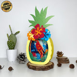 Tropical Parrot 2 - Paper Cut Pineapple Light Box File - Cricut File - 14,3x28,7cm - LightBoxGoodMan - LightboxGoodman