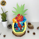 Tropical Parrot 2 - Paper Cut Pineapple Light Box File - Cricut File - 14,3x28,7cm - LightBoxGoodMan - LightboxGoodman