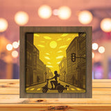 Vespa Girl Square - Paper Cutting Light Box - LightBoxGoodman