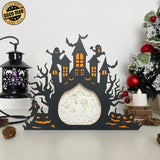 Witch Cat - Paper Cut Haunted Castle Light Box File - Cricut File - 19.7x24.7 cm - LightBoxGoodMan - LightboxGoodman