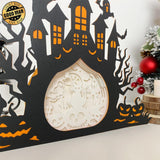 Witch Cat - Paper Cut Haunted Castle Light Box File - Cricut File - 19.7x24.7 cm - LightBoxGoodMan - LightboxGoodman