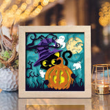 Witch Cat – Paper Cut Light Box File - Cricut File - 8x8 inches - LightBoxGoodMan