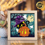 Witch Cat – Paper Cut Light Box File - Cricut File - 8x8 inches - LightBoxGoodMan - LightboxGoodman