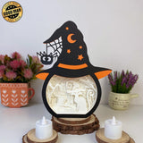 Witch Cat - Paper Cut Witch Hat Light Box File - Cricut File - 18x23 cm - LightBoxGoodMan - LightboxGoodman