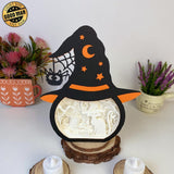 Witch Cat - Paper Cut Witch Hat Light Box File - Cricut File - 18x23 cm - LightBoxGoodMan - LightboxGoodman