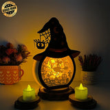 Witch Moon - Paper Cut Witch Hat Light Box File - Cricut File - 18x23 cm - LightBoxGoodMan - LightboxGoodman