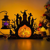 Witch - Paper Cut Haunted Castle Light Box File - Cricut File - 19.7x24.7 cm - LightBoxGoodMan