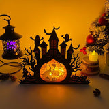 Witch - Paper Cut Haunted Castle Light Box File - Cricut File - 19.7x24.7 cm - LightBoxGoodMan - LightboxGoodman