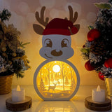 Xmas Deer - Paper Cut Reindeer Light Box File - Cricut File - 29x14,6cm - LightBoxGoodMan