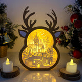 Xmas Truck - Paper Cut Reindeer Light Box File - Cricut File - 24,4x17cm - LightBoxGoodMan